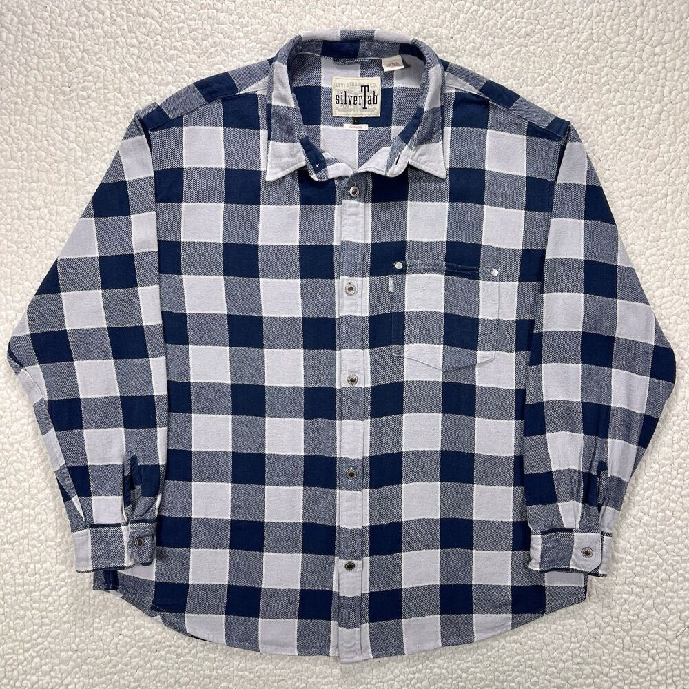 Levi’s SilverTab Flannel Shirt Men’s L‎ Oversized Plaid Streetwear 90’s Grunge
